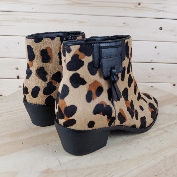 Cole Haan 5.5 US Joanna Genuine Calf Hair/Fur Bootie Boot W18105 Side Zip Jaguar - Picture 6 of 11
